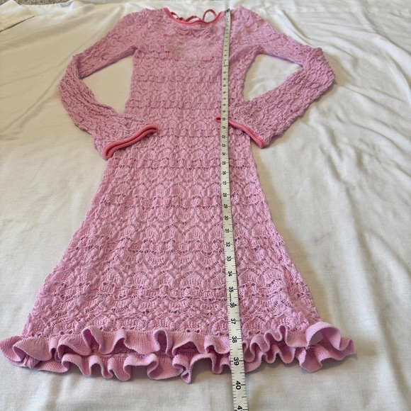 J Crew Small Limited Edition Pink Open Back Lace Midi Sweater Dress Barbie Y2K - Picture 5 of 7